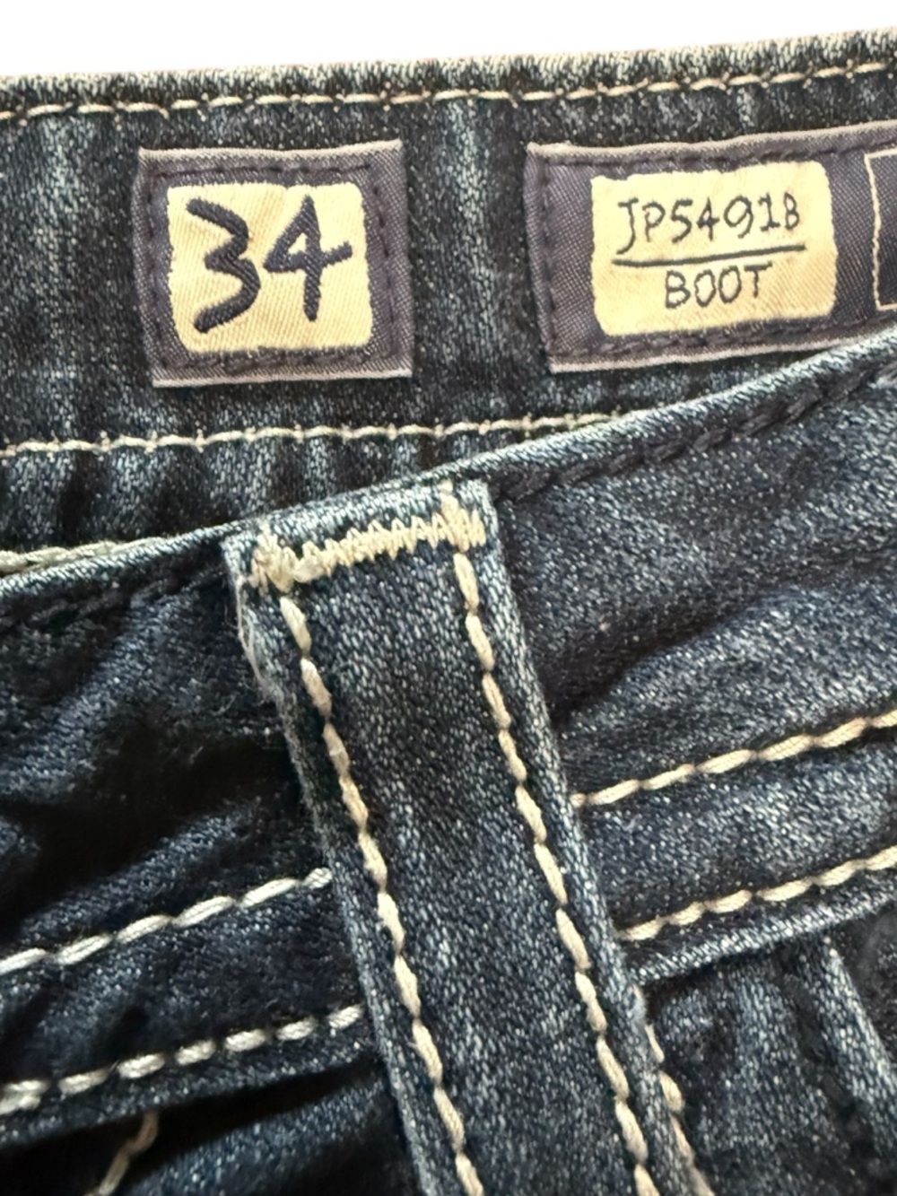 Miss Me Blue Stretch Denim Bootcut Jeans with Silver Embroidered Wing Pockets 34 - Picture 4 of 16